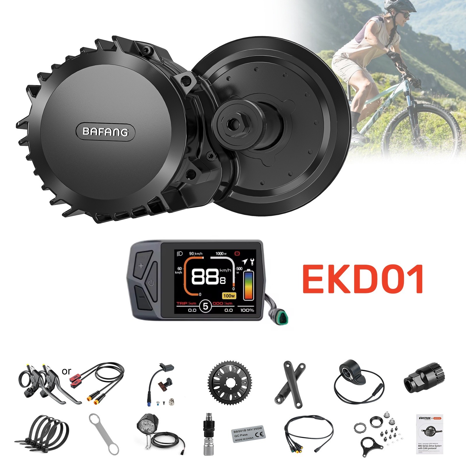 48V1000W BAFANG Mid Drive Motor Kit BBSHD Ebike Conversion Kits BB68-120mm USA
