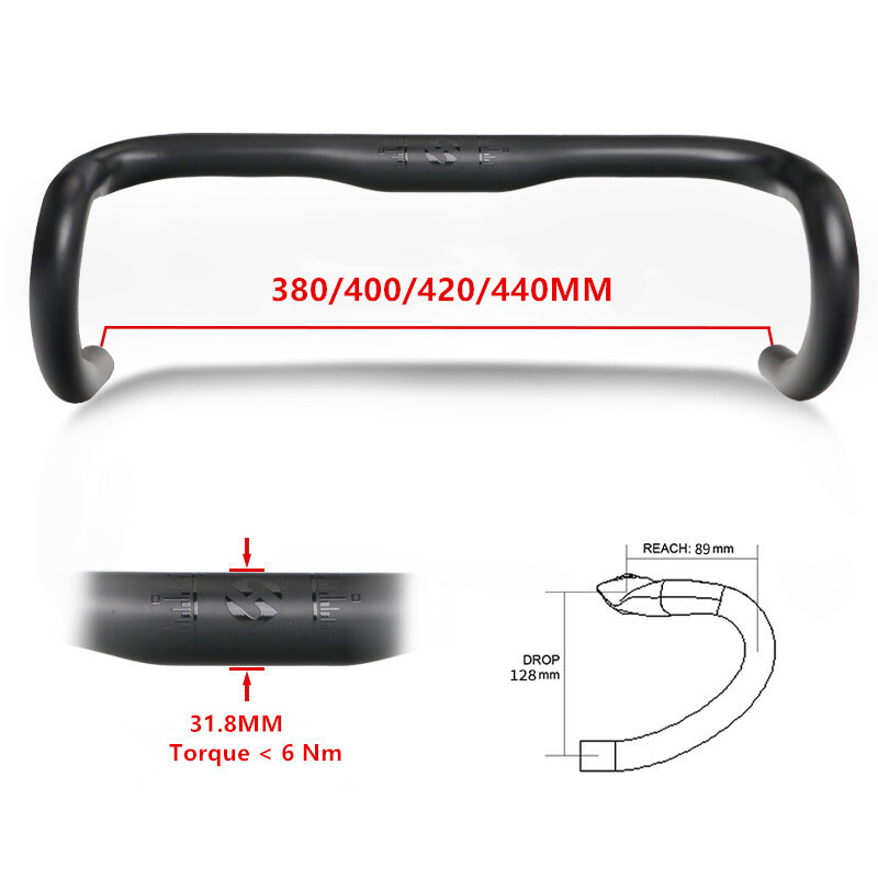 TOSEEK Full Carbon Road Bike Drop Bar Bicycle Handlebars 31.8mm External Routing