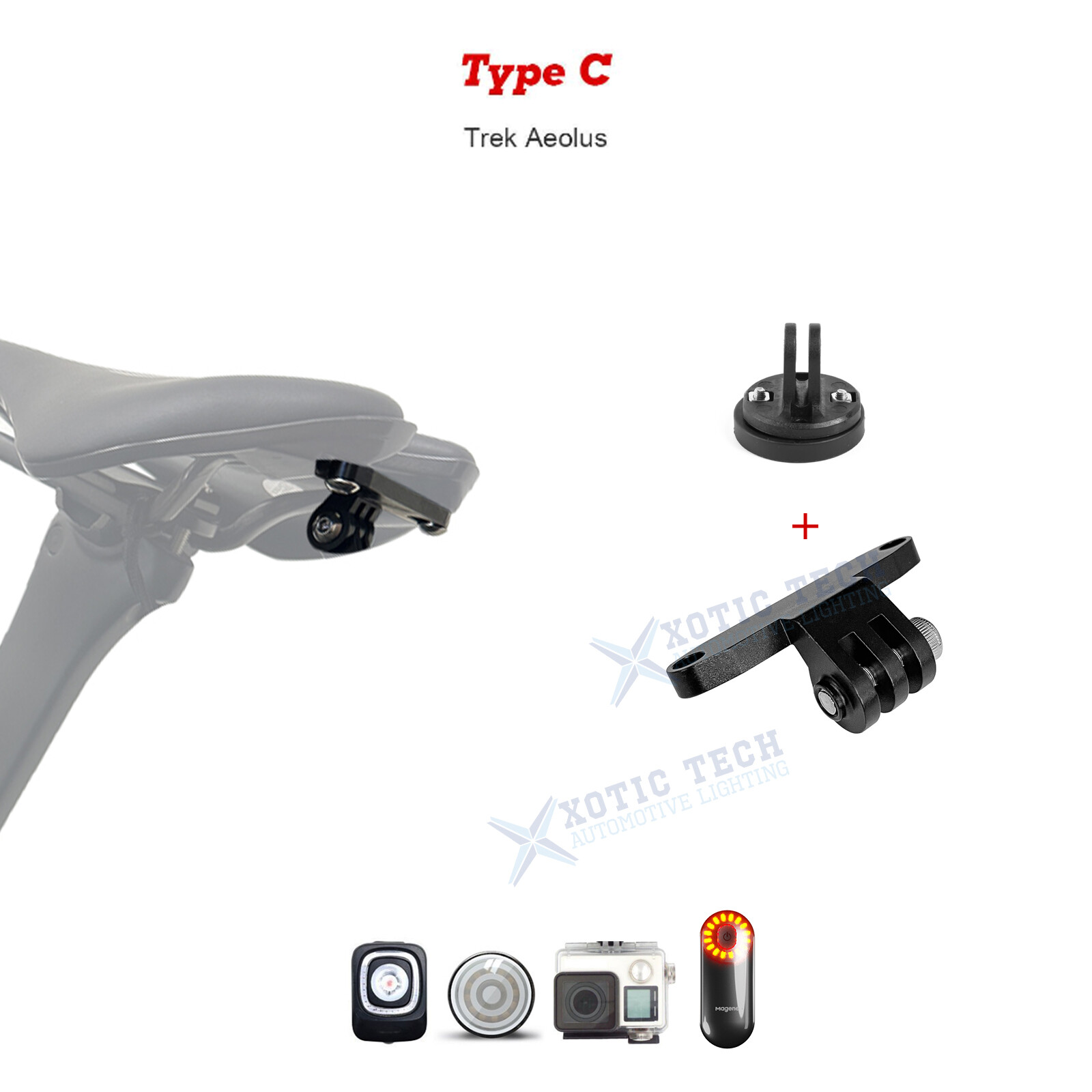 Saddle Clamp Mount for Gopro Garmin Varia RTL515 Radar, SWAT LYNX TREK STEALTH