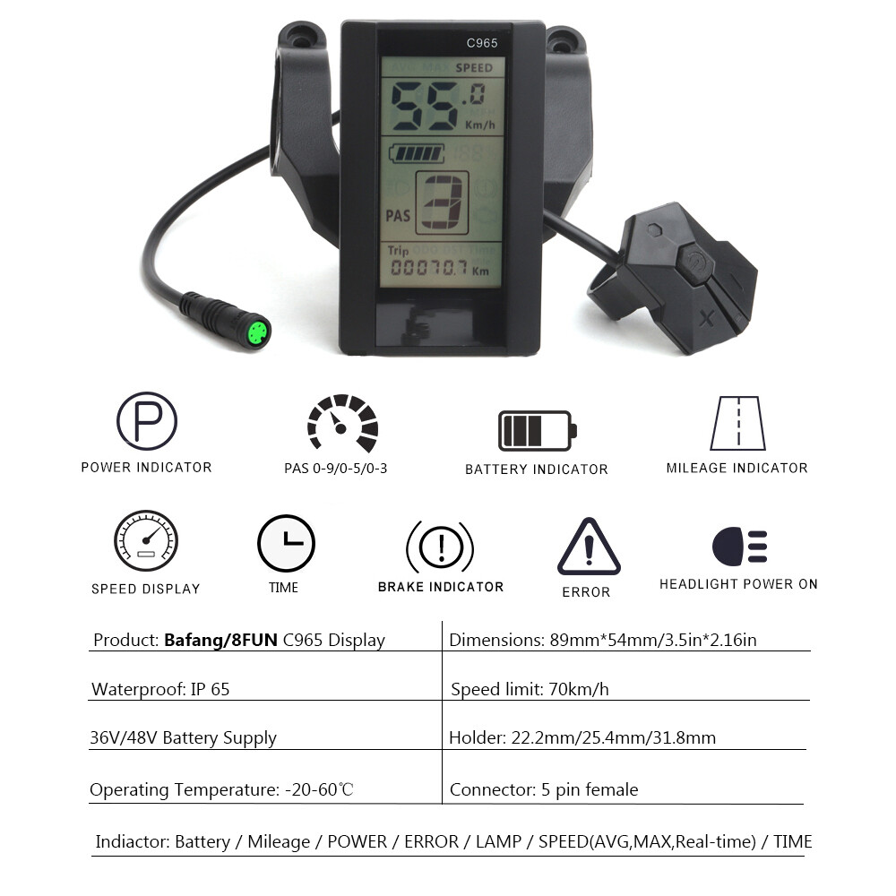 BAFANG 8fun LCD 750C 850C EB04 DPC18 C965 C961 500C SW102 DPC07 KD718 Display