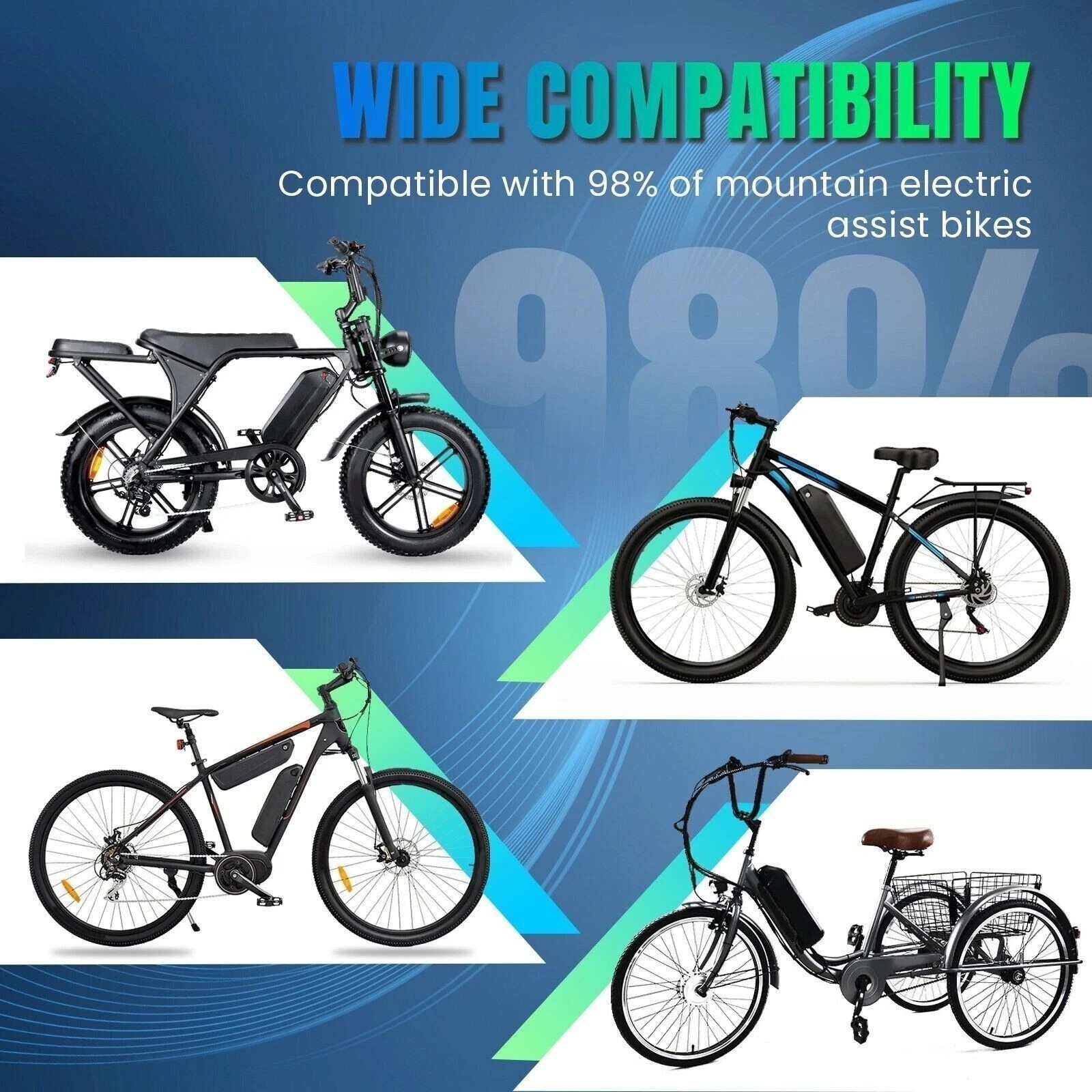 36V/48V/52V 10AH/15AH/20AH electric bicycle bike lithium battery 0-2000W Motors