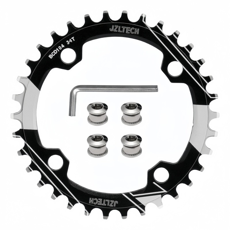 104BCD 34T MTB Single Chainring Narrow Wide Tooth w/4 Bolts & Hex Wrench