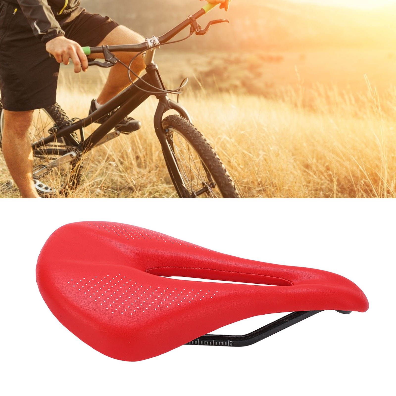 White Saddle Replacement Comfortable Hollow 3K Carbon Fiber + Leather