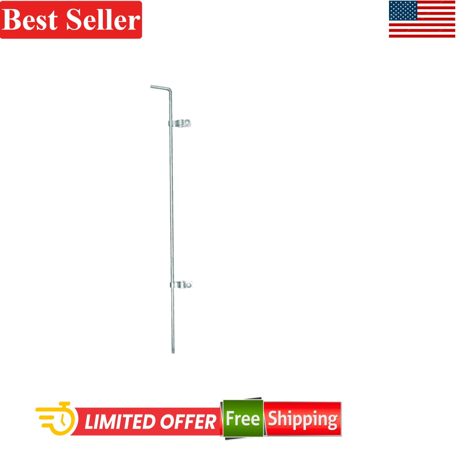 Cane Bolt Assembly 3/8-16 UNC Zinc Alloy Steel 36 inch for Gates and Fences