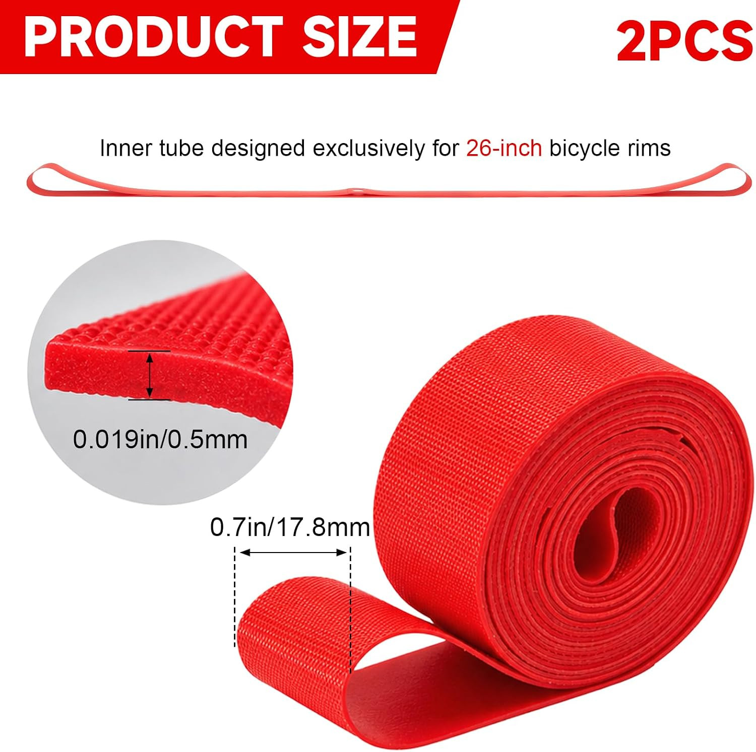 2 Pack Bicycle Rim Liner Rim Tape 26 Inch Bike Rim Strip High Pressure & Punctu