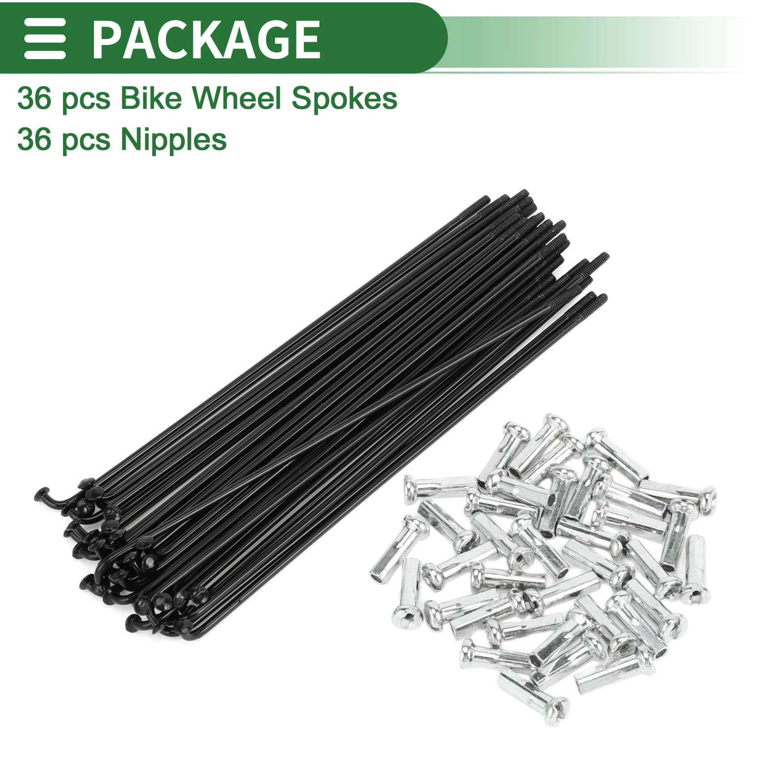 36PCS Bike Spokes 14G Carbon Steel 125-209MM MTB Road Bicycle Wheel Set