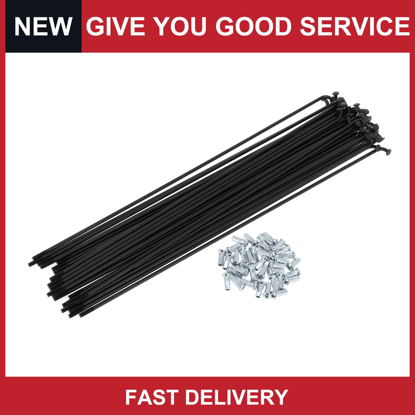 1 Set 12G 260mm Length Bicycle Spokes Nipple Carbon Steel  Black Universal
