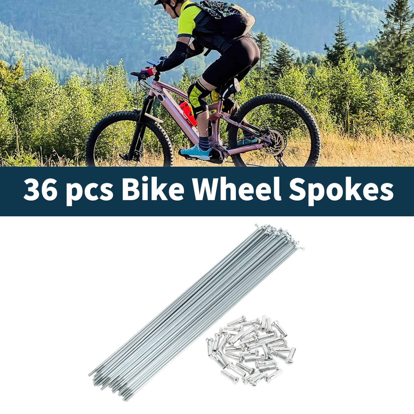 1 Set 14G 231mm Length Bicycle Spokes Nipple Carbon Steel Galvanized Universal