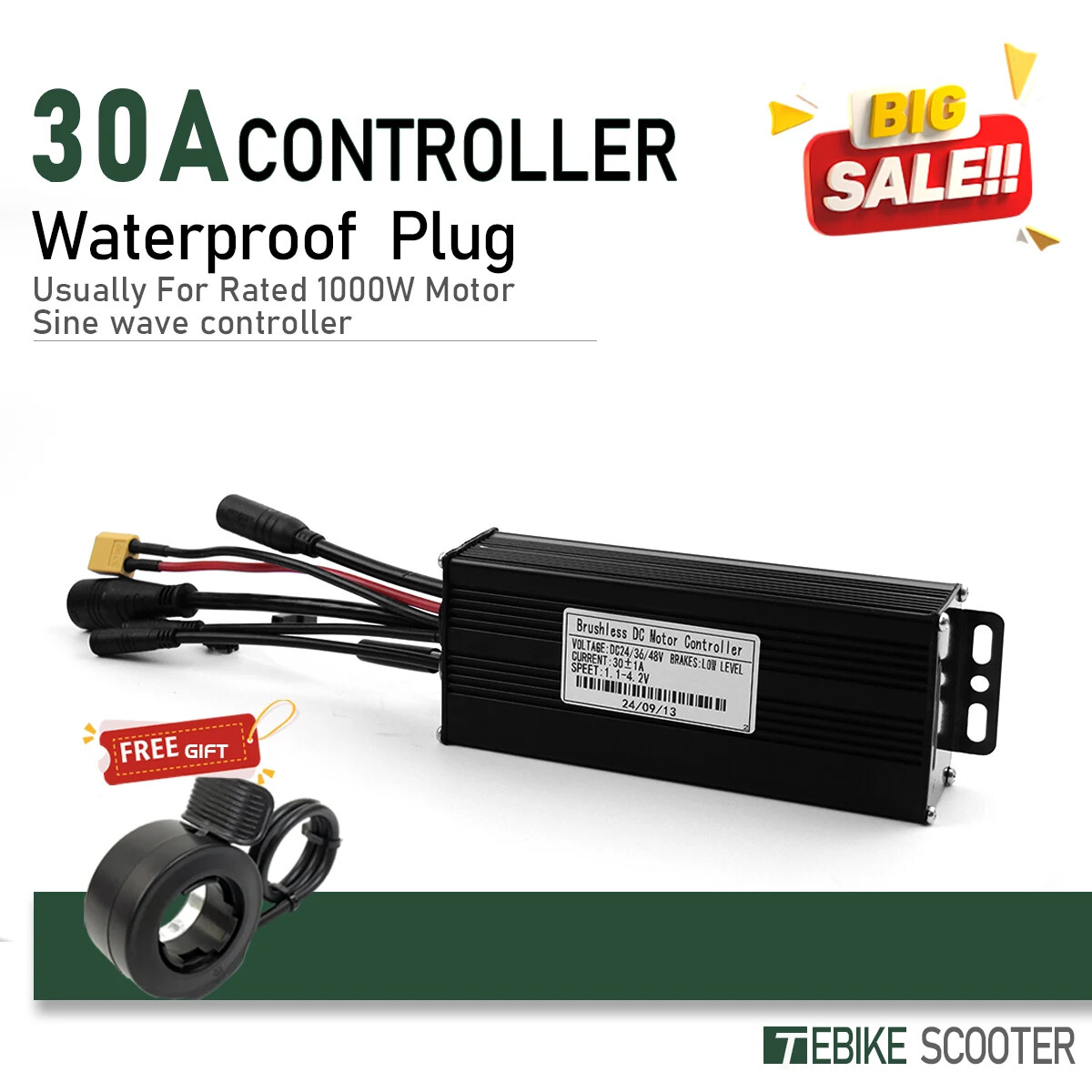 Electric Bike Sinewave 3 Mode 17A26A30A40A Controller 24V/36V/48V/52V Motor