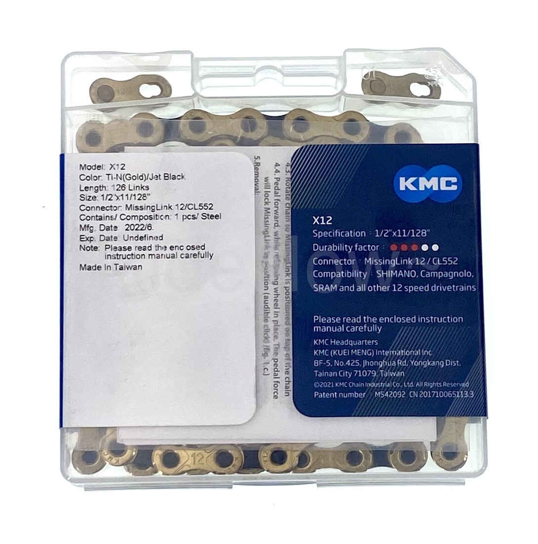 KMC X12 Gold/Black 12-Speed Road / MTB Bike Chain 126L fits SRAM Shimano Campy