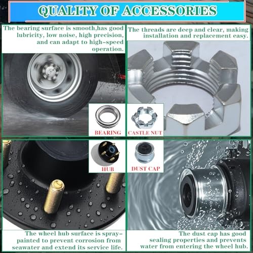 Set of 2 Pre-Iubricated Trailer Hub Kits – 5 on 4.5» for 2000 lbs 1-1/16»
