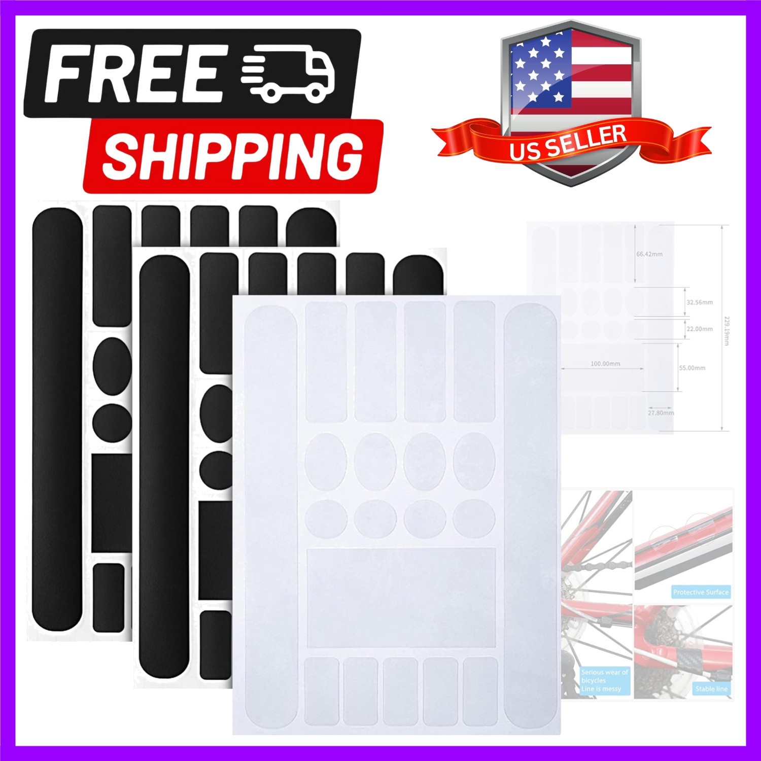 3 Pieces Protector Decal Chainstay Frame Guard Adhesive Protectors Film Cover…