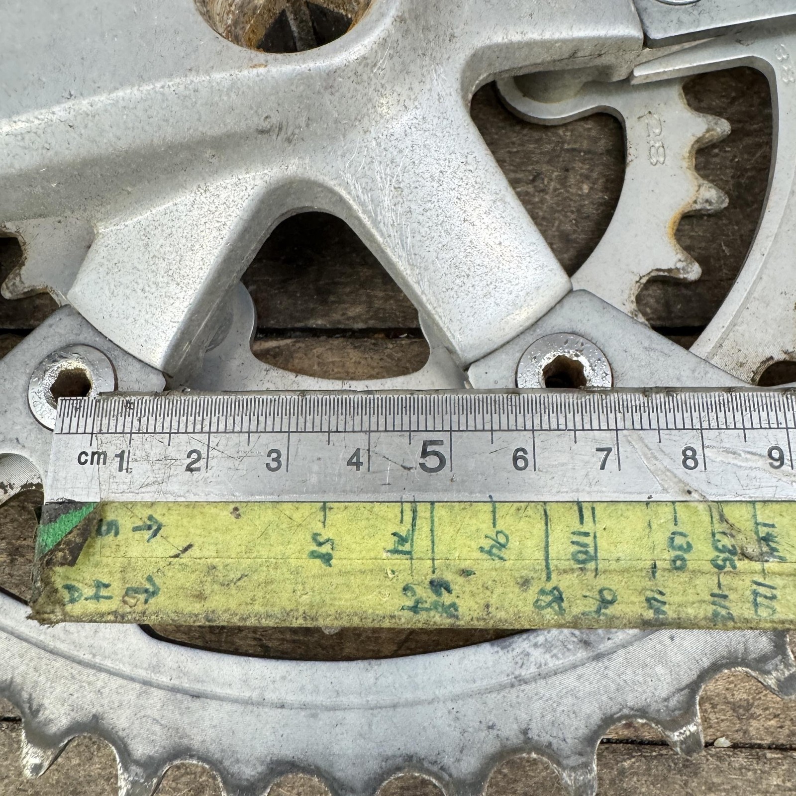 Vintage Shimano FC-B124 Crankset TRIPLE 175 Biopace 48/38/28T 110 BCD Deore 80s