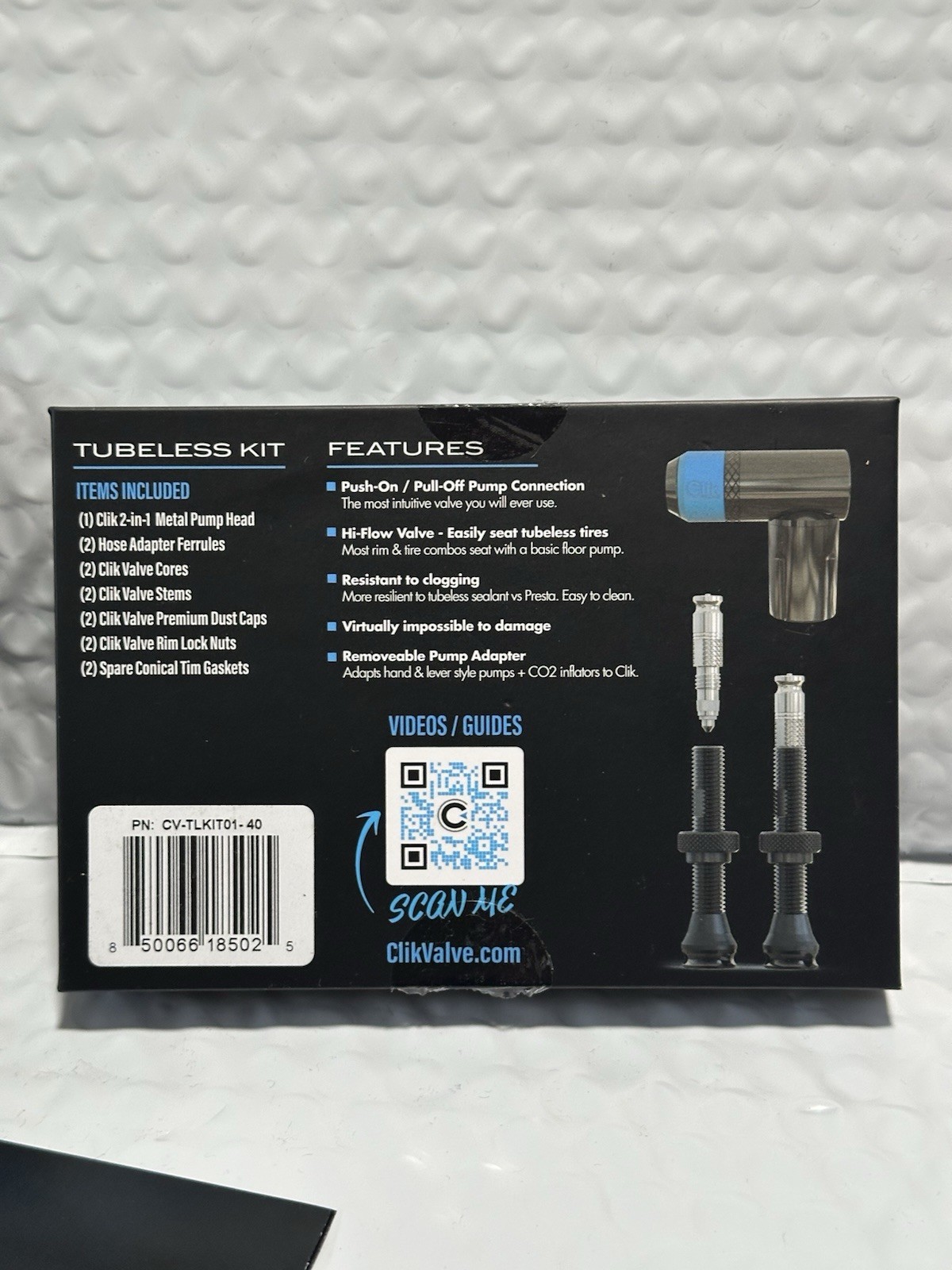 Clik Valve TUBELESS VALVE & PUMP HEAD KIT PREMIUM Edition 40mm Valve Long