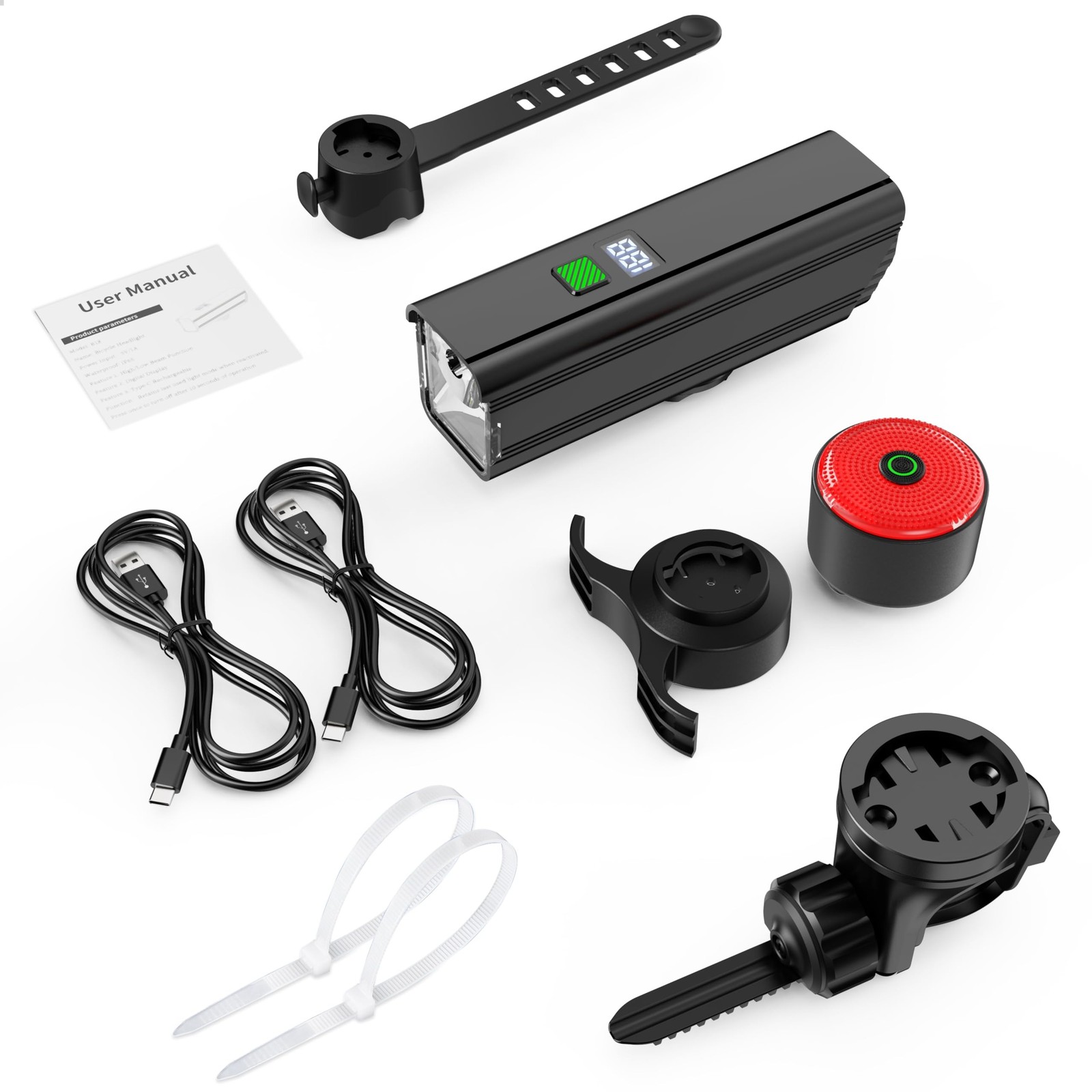 Bike Lights for Night Riding, 2000LM Bike Headlight and Taillight Set with Br…