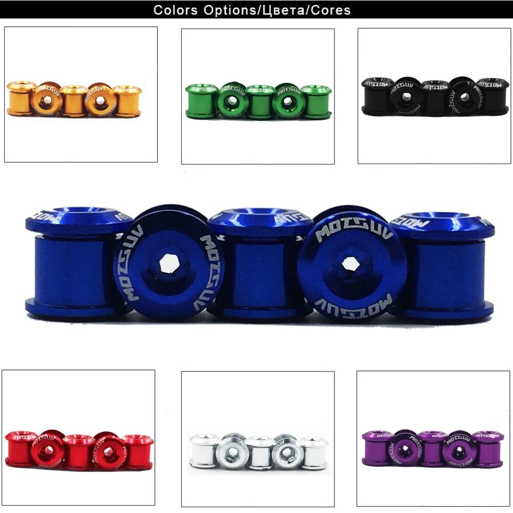 MOTSUV 5Pcs Bicycle Chainring Screw Chainwheel Bolts 7075 T6 Aluminum Alloy CNC