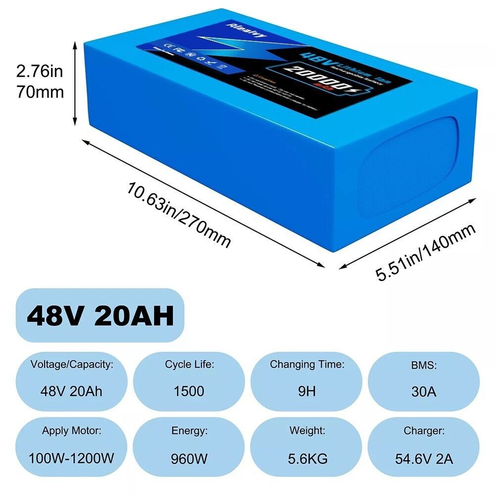 Aleaviy 36V 20Ah Electric Battery Lithium Battery Pack 20000mAh Li ion + Charge