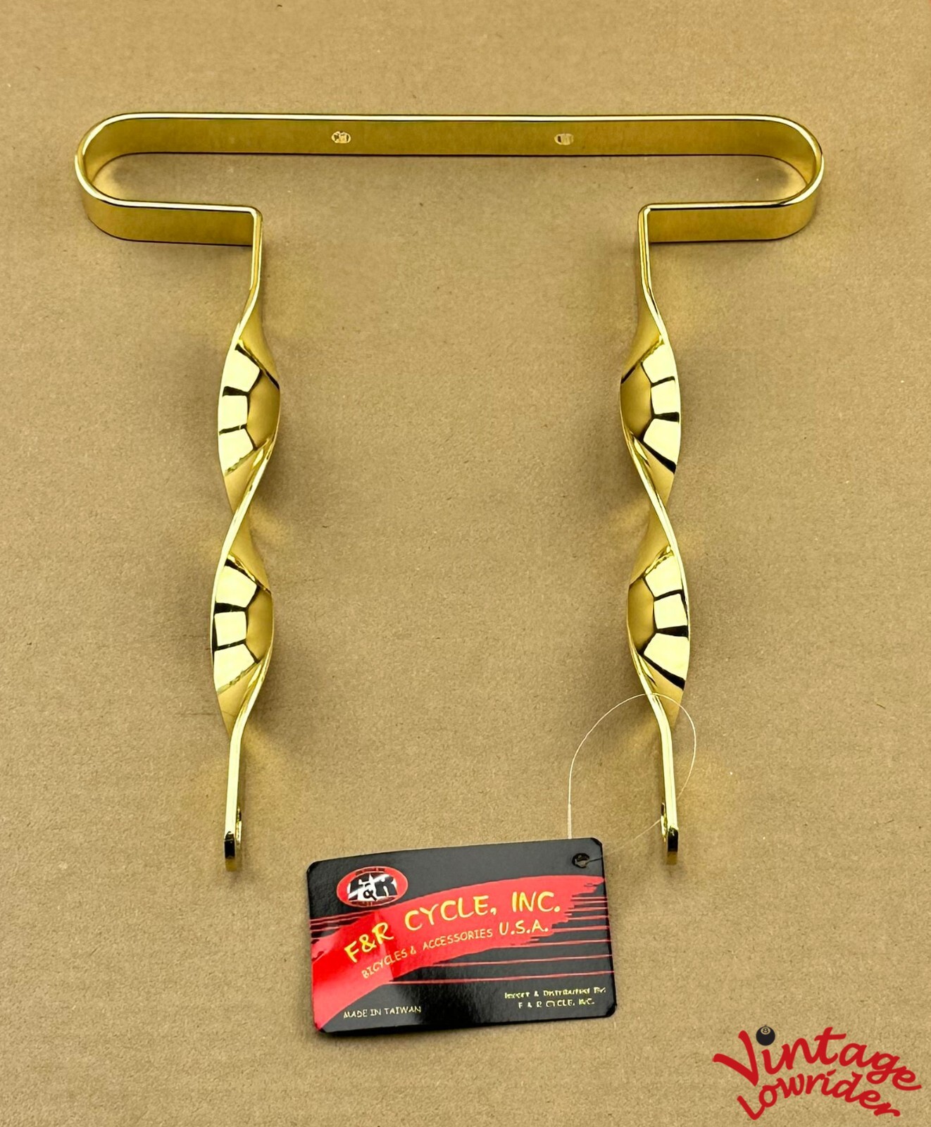 VINTAGE LOWRIDER BIKE FLAT TWISTED GOLD BUMBER FOR 16″ LOWRIDER BICYCLES.