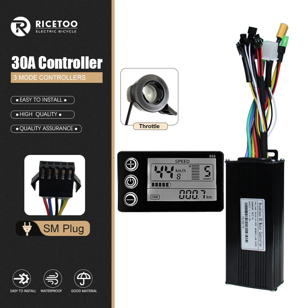 Three-Mode Electric Bike Controller 17A 26A 30A 40A 36/48V with S866 LCD Display