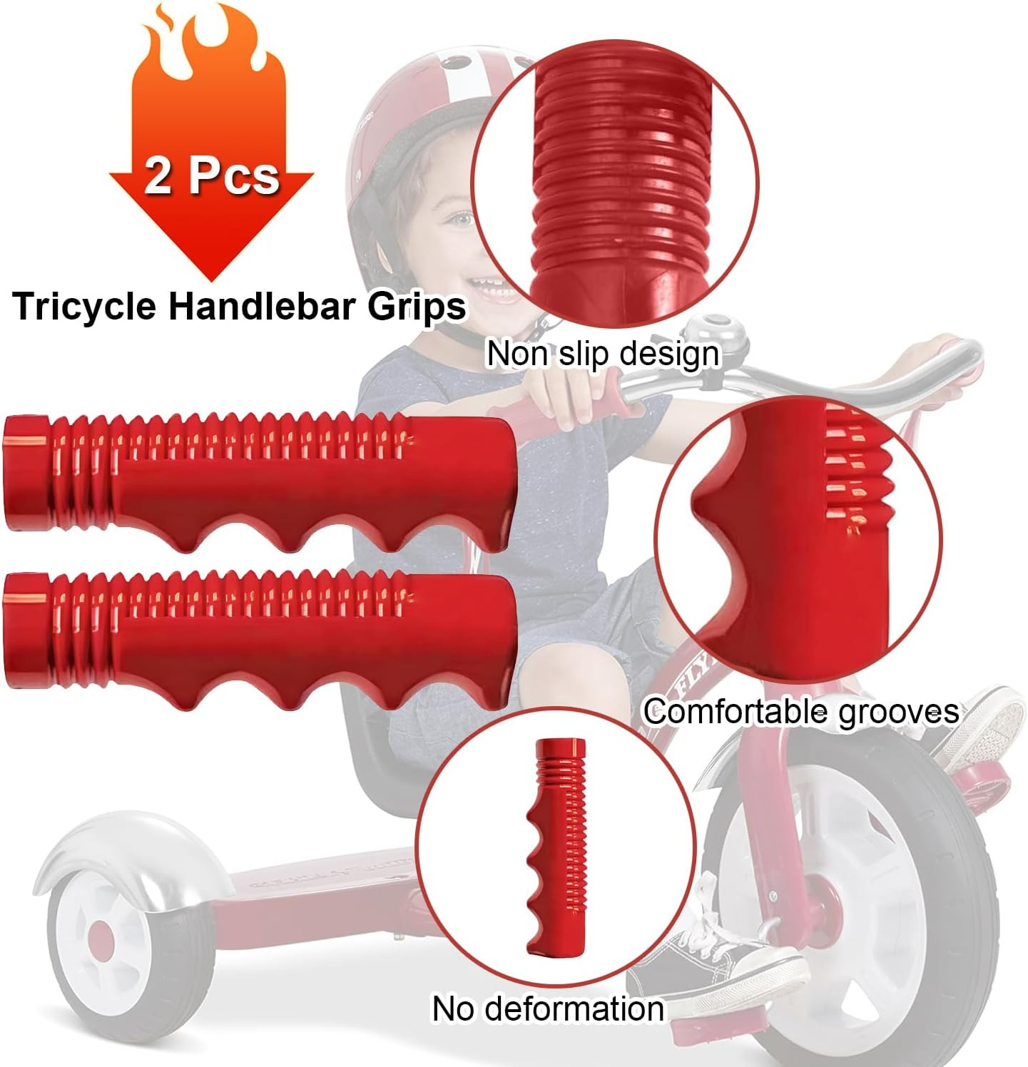 Grips Compatible with Radio Flyer Tricycle, 3/4 Inch Bicycle Grip, Kids