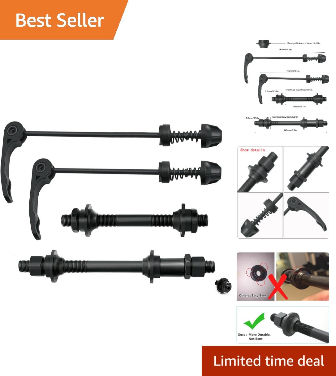 Iron Quick Release Axle Set for Mountain and Road Bikes – Lightweight & Reliable