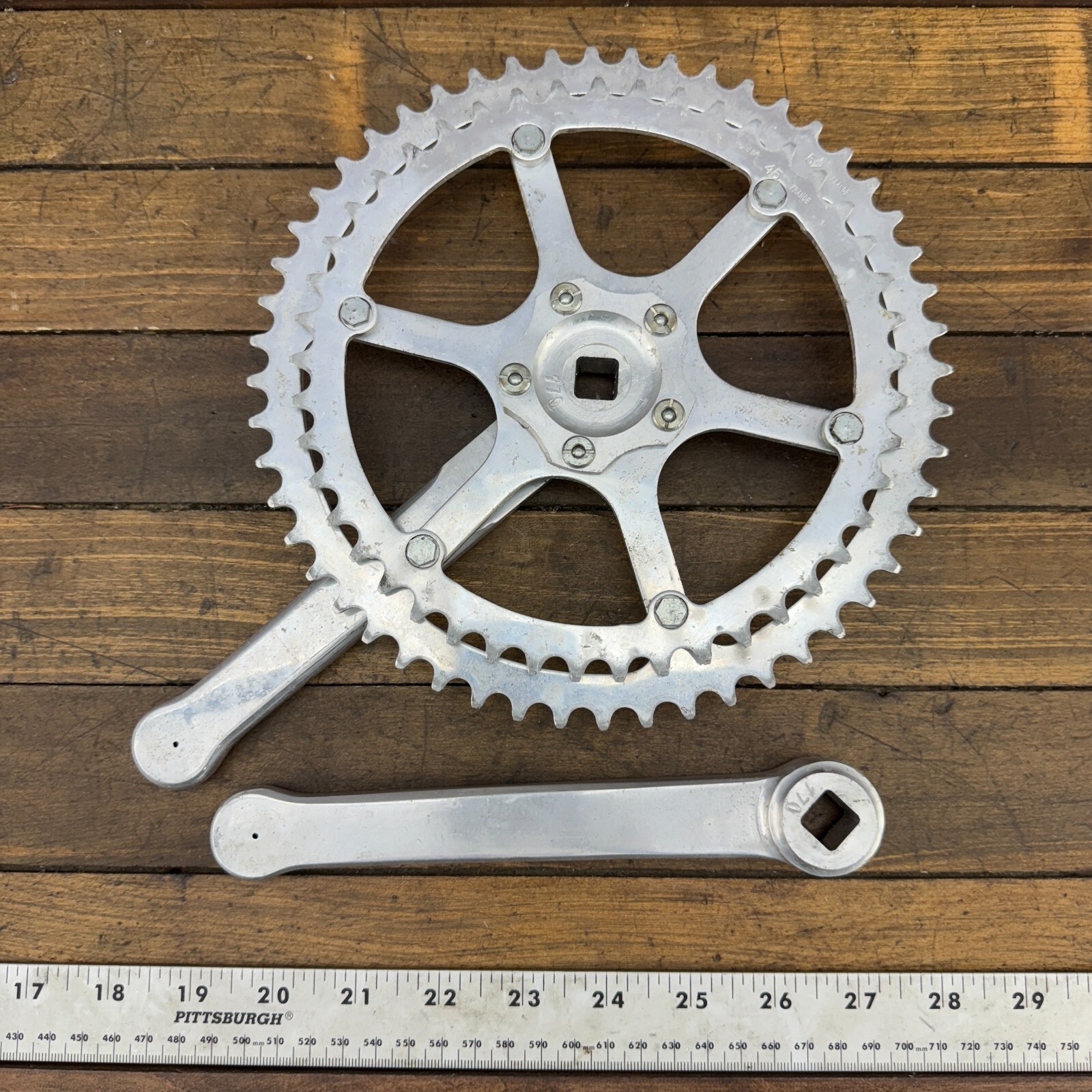 Vintage TA Crank Set 170 mm FRENCH Double 5 Arm 1970s France Eroica 130 BCD