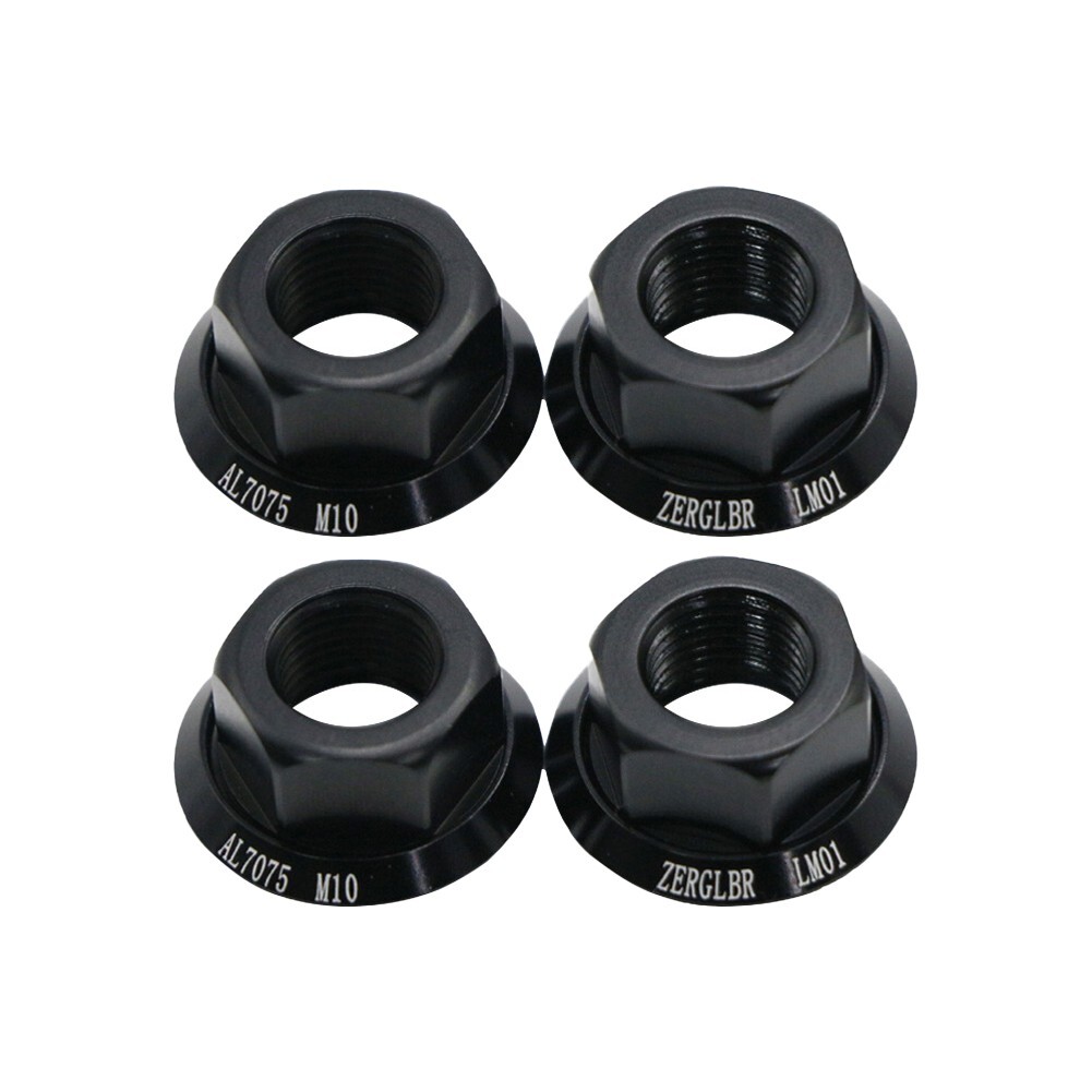 Set of 4 Bike Wheel Hub Axle Nuts Made of 7075 Aluminum Alloy M 10 Size