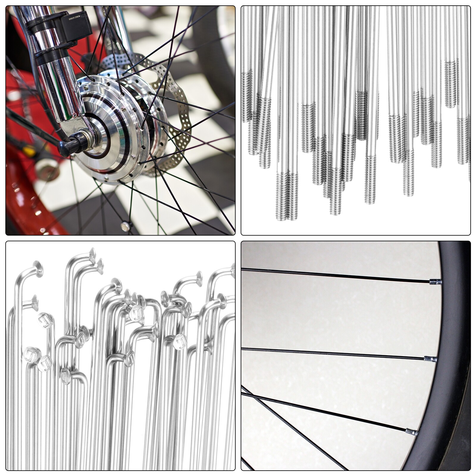 36Pcs 14G Bicycle Spokes 292mm J Bend 2mm Bike Spoke with Brass Nipple, Silver