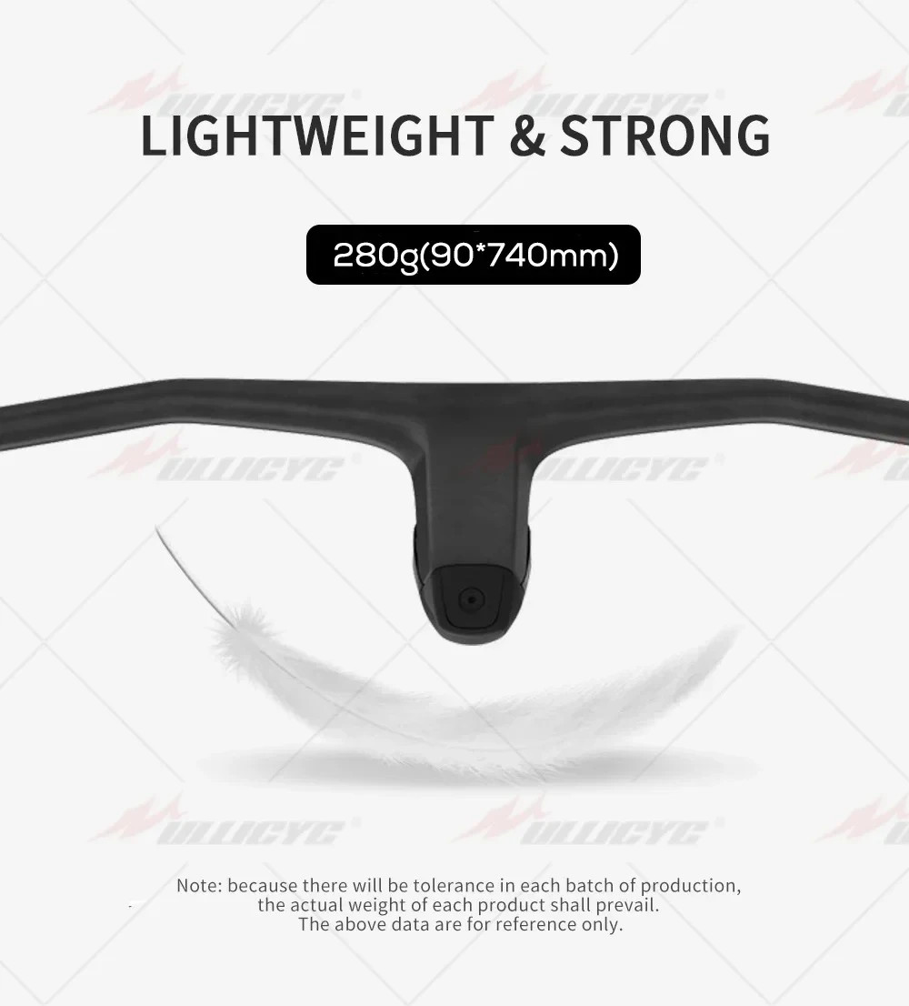 740mm -20 Degrees MTB Bicycle Full Carbon Fibre Integrated Cockpit Handlebar