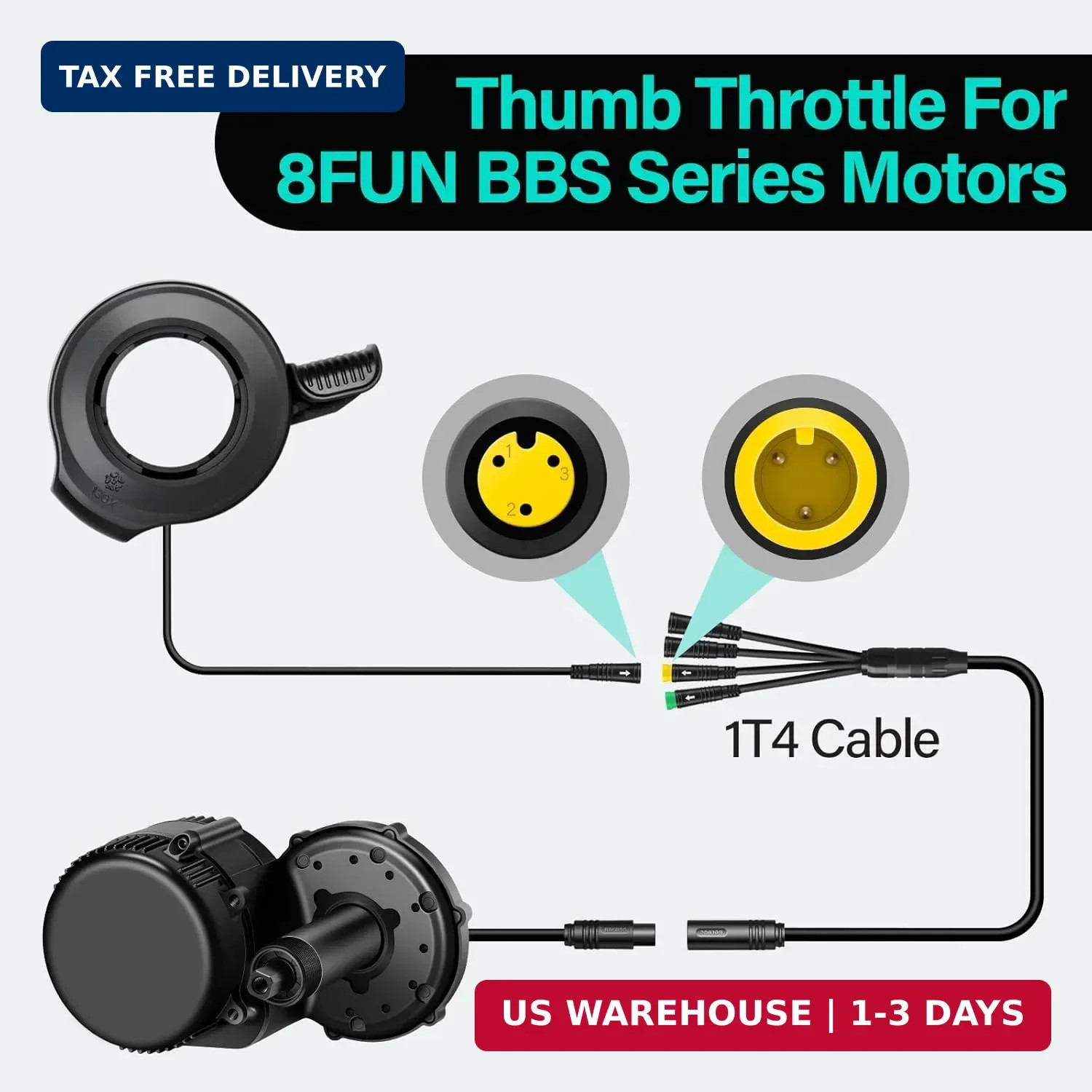 3 Pin Female Ebike Thumb Throttle for Bafang BBS01B BBS02B BBSHD Mid Drive Motor