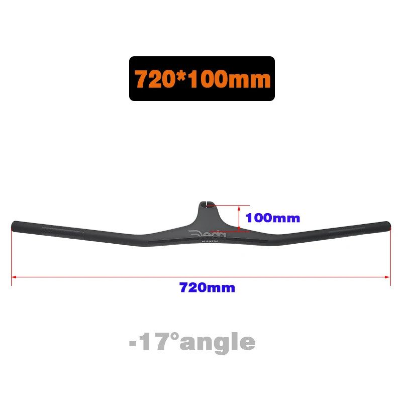 Integrated MTB Handlebar -17° Cockpit Carbon Fibre XC Handlebar 28.6mm 720-800mm