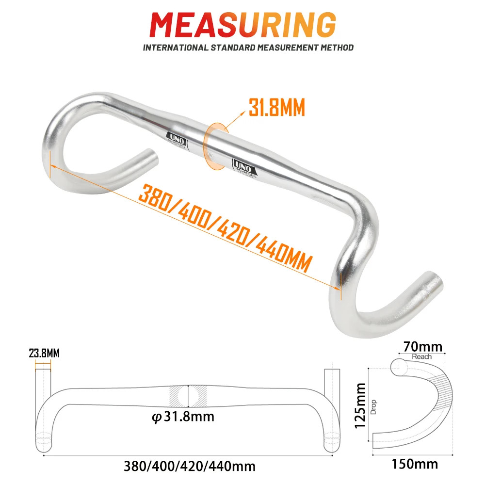 UltraLight Road Bike Handlebar Bent Bar 25.4/31.8MM 360/380/400/420/440/460MM
