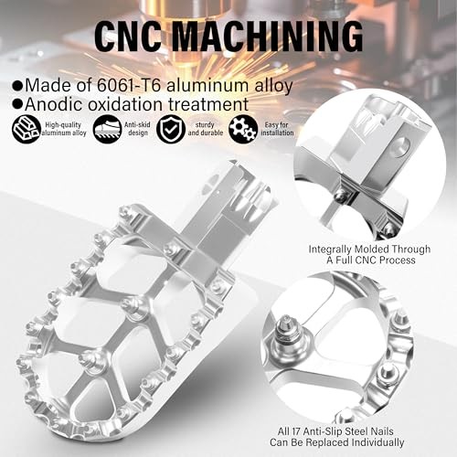 Silver CNC Anti-Slip Foot Pegs for 50cc, 70cc, 80cc, 90cc Dirt Bike