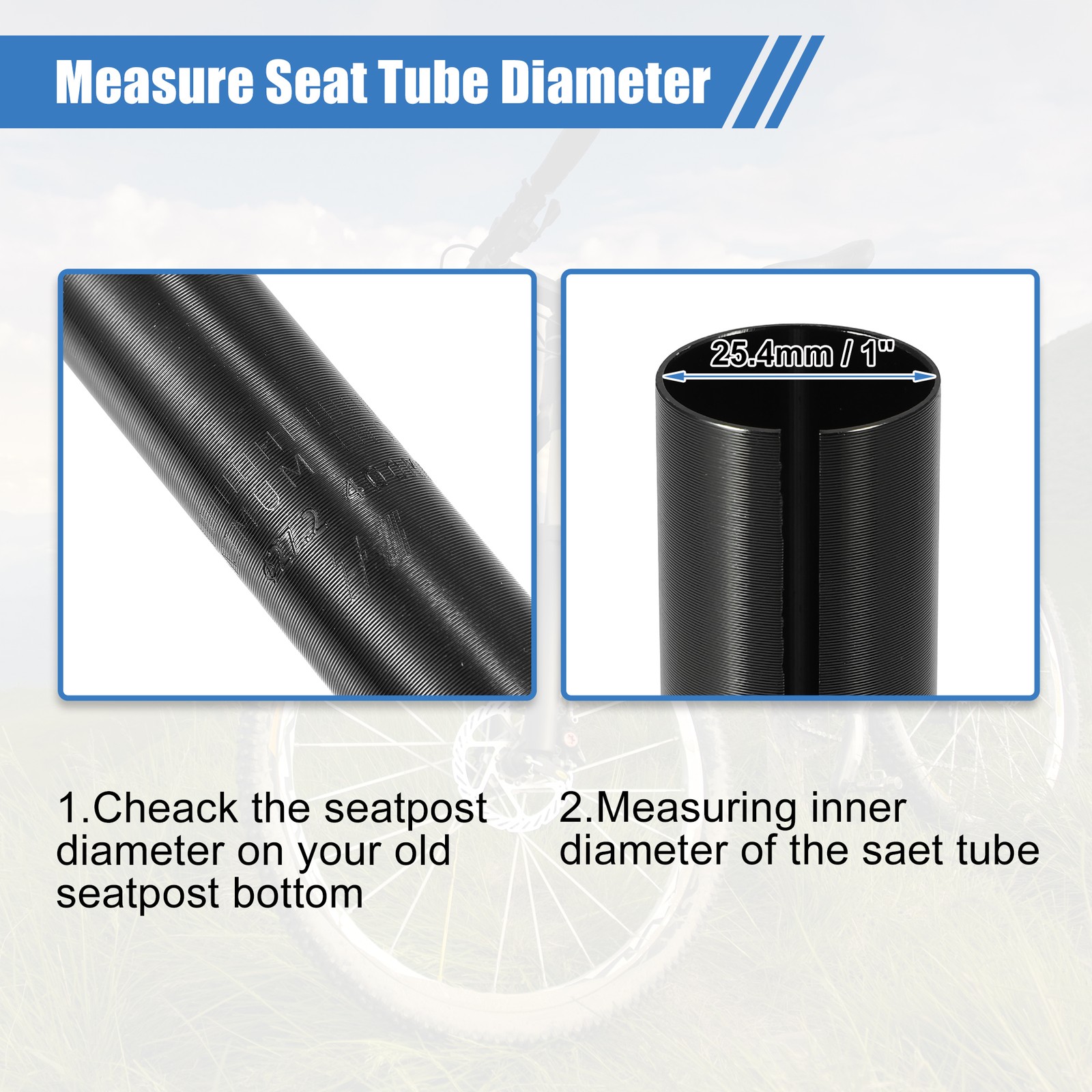 2 Pcs 25.4mm to 27.2mm Bicycle Seat Post Tube Adapter Reducing Sleeve Black