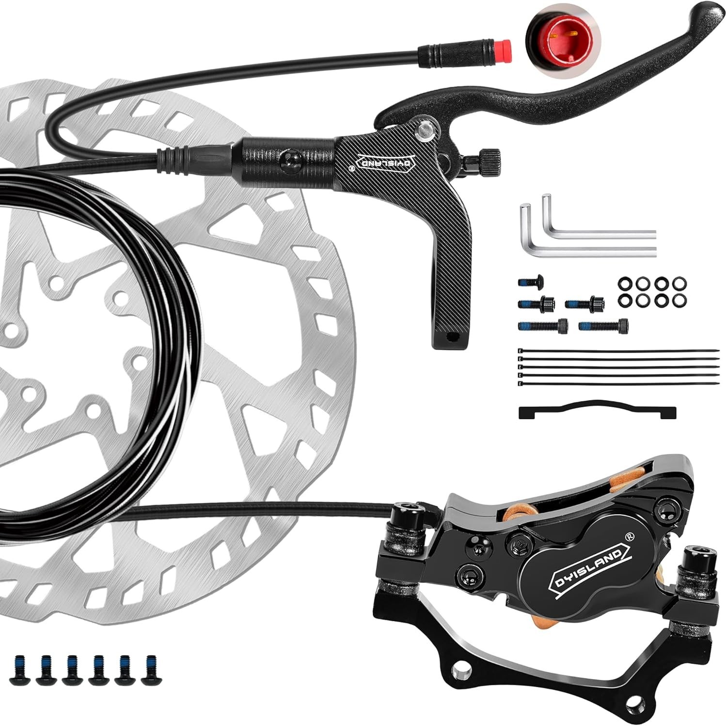 E-Bike Hydraulic Disc Brake Set – 4-Piston Rear, Pre-Bled Mineral Oil, Powerful