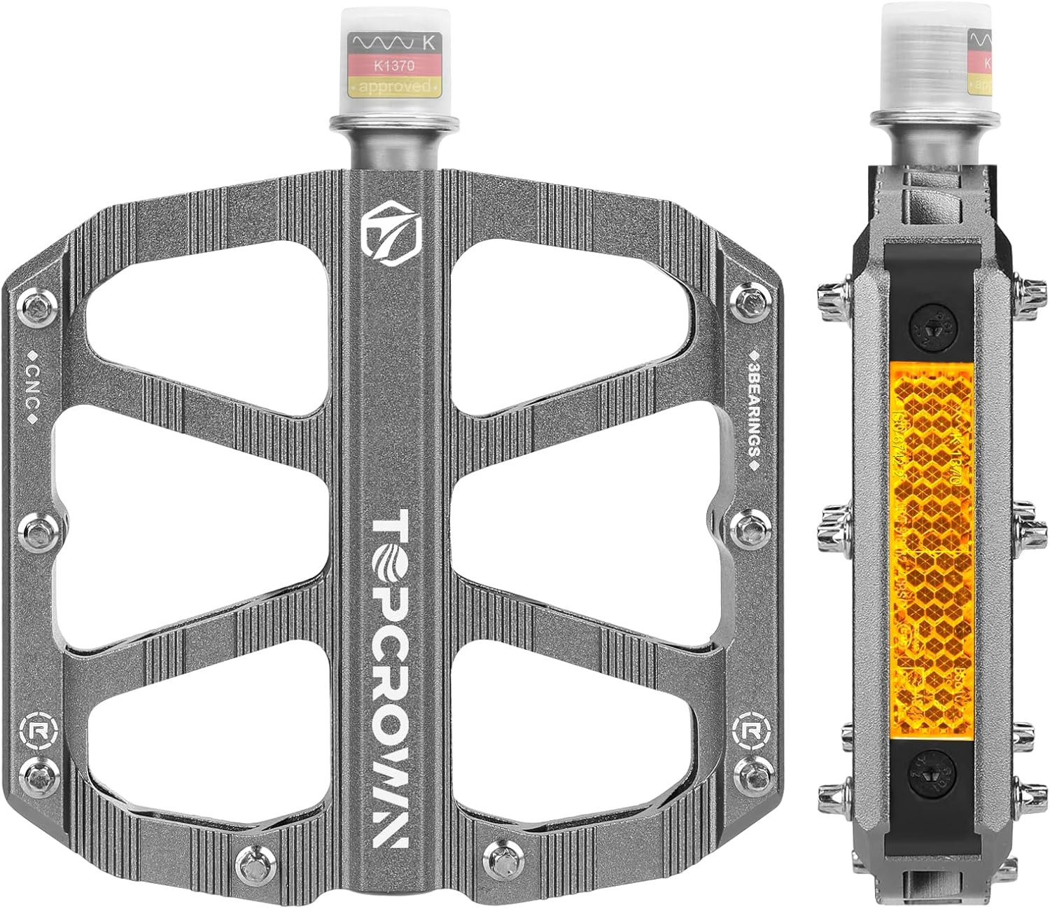 Mountain Bike Pedals with Reflectors, Aluminum Metal Bicycle Flat Pedals 9/16″ –