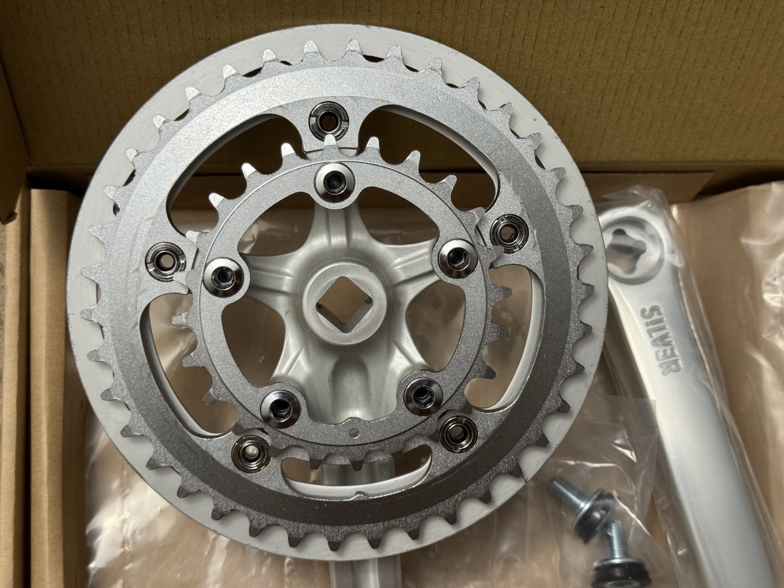 Rivendell Silver 3 Crankset – Double 38/24 chainring with guard – 167mm