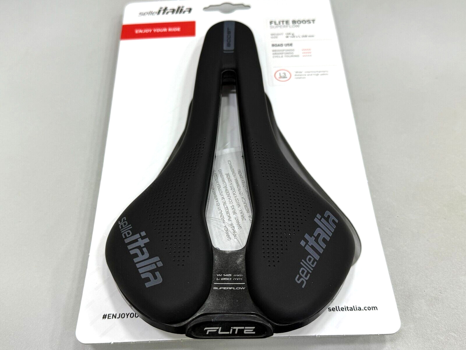 Selle Italia Flite Boost Superflow L3(145x248mm) Ti316 Rail Saddle (Black)
