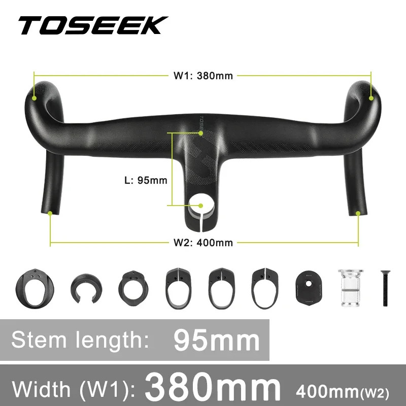 Road Bike Carbon Integrated Handlebar DI2 Full Internal Cable Routing Bent Bar