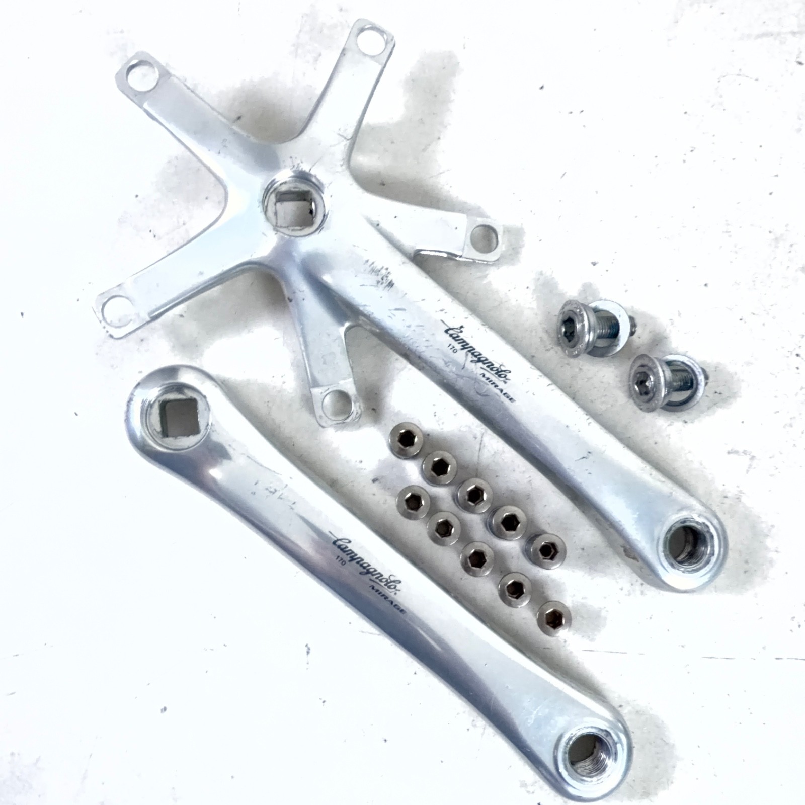 Campagnolo Mirage Triple Crank Arm Set 135/74 BCD, 170mm Arms, Silver /w Screws