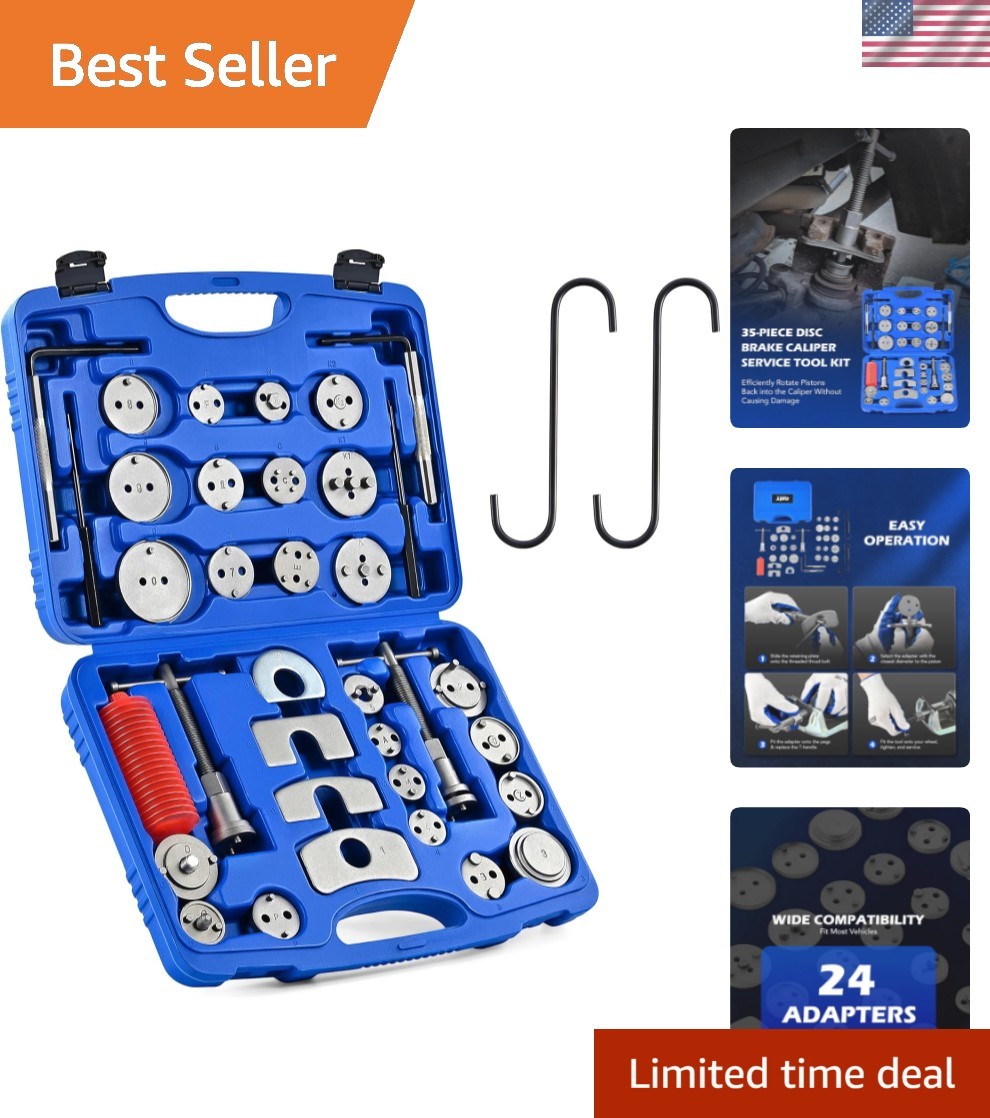 35 Piece Disc Brake Caliper Tool Kit, Heavy Duty Brake Caliper Compression To…