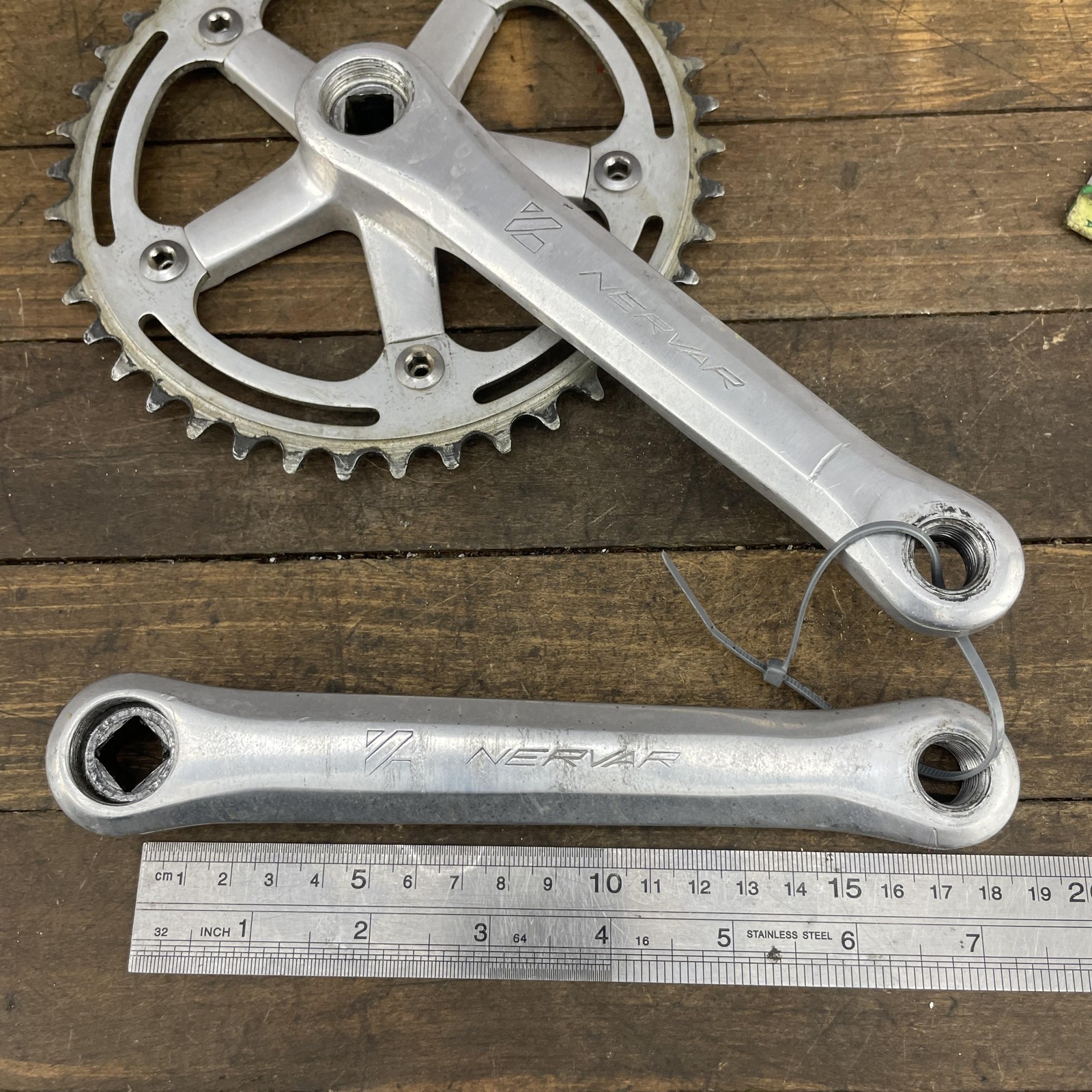 Vintage Nervar Crankset 170 mm Single Chainring 9/16 Alloy BMX Road Bike Silver