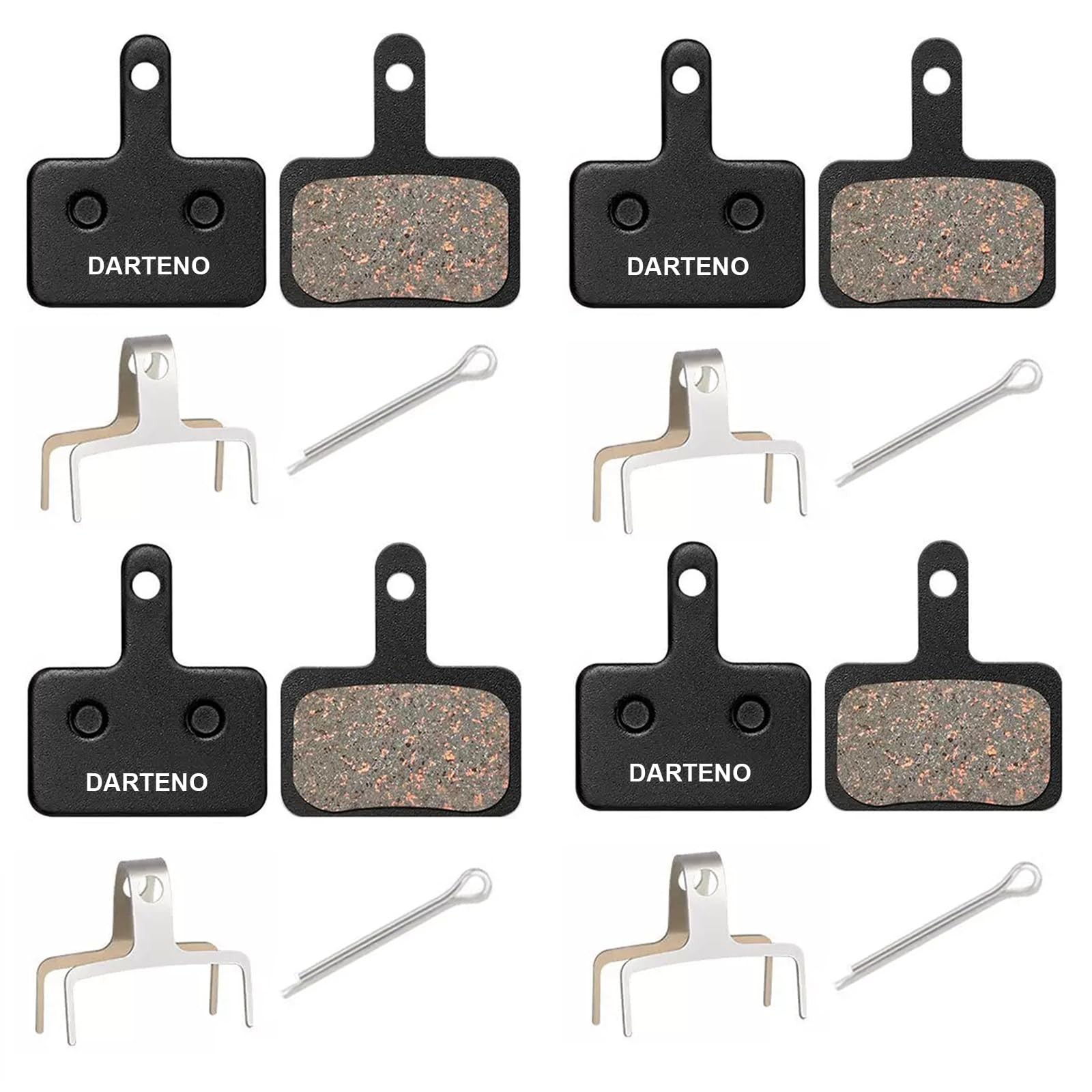 4 Pairs Bicycle Disc Brake Pads HeavyDuty SemiMetallic 8 Pcs for Mountain Bike