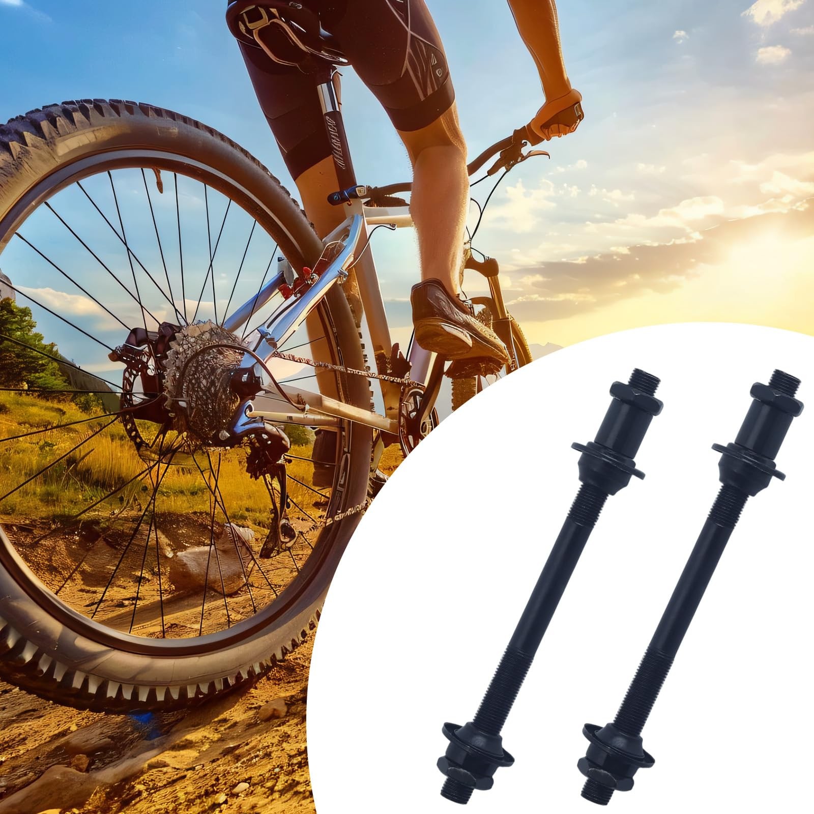 2Pcs Bike Axle Hollow Hub Shaft Front Rear Quick Release Axle Parts Black