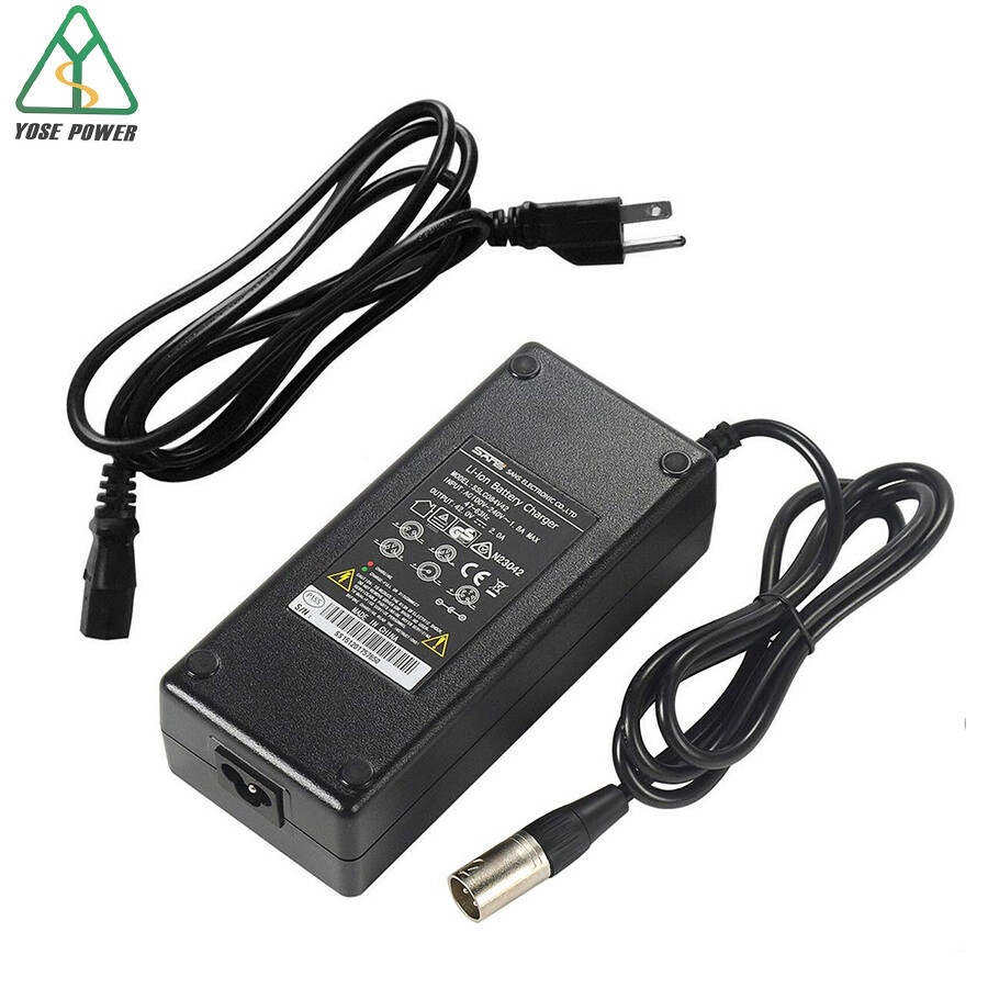 Electric Bike Charger 42V2A with 3-PINS XLR Plug for 36V E-bike Li-ion Battery