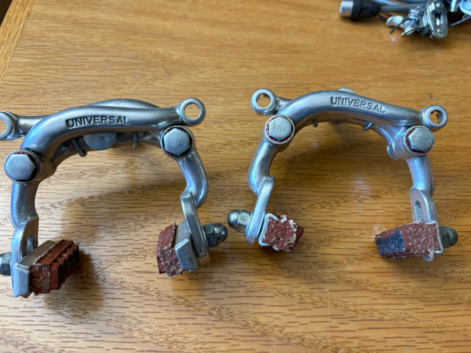 Universal center pull brakes with cables and levers, 1970
