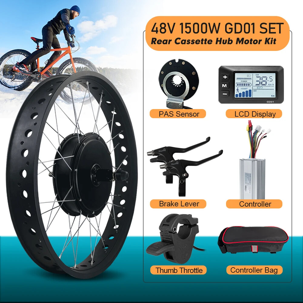 48V 1500W 4.0 Fat Tire Snow Bike Ebike Rear Cassette Hub Motor Wheel Kit
