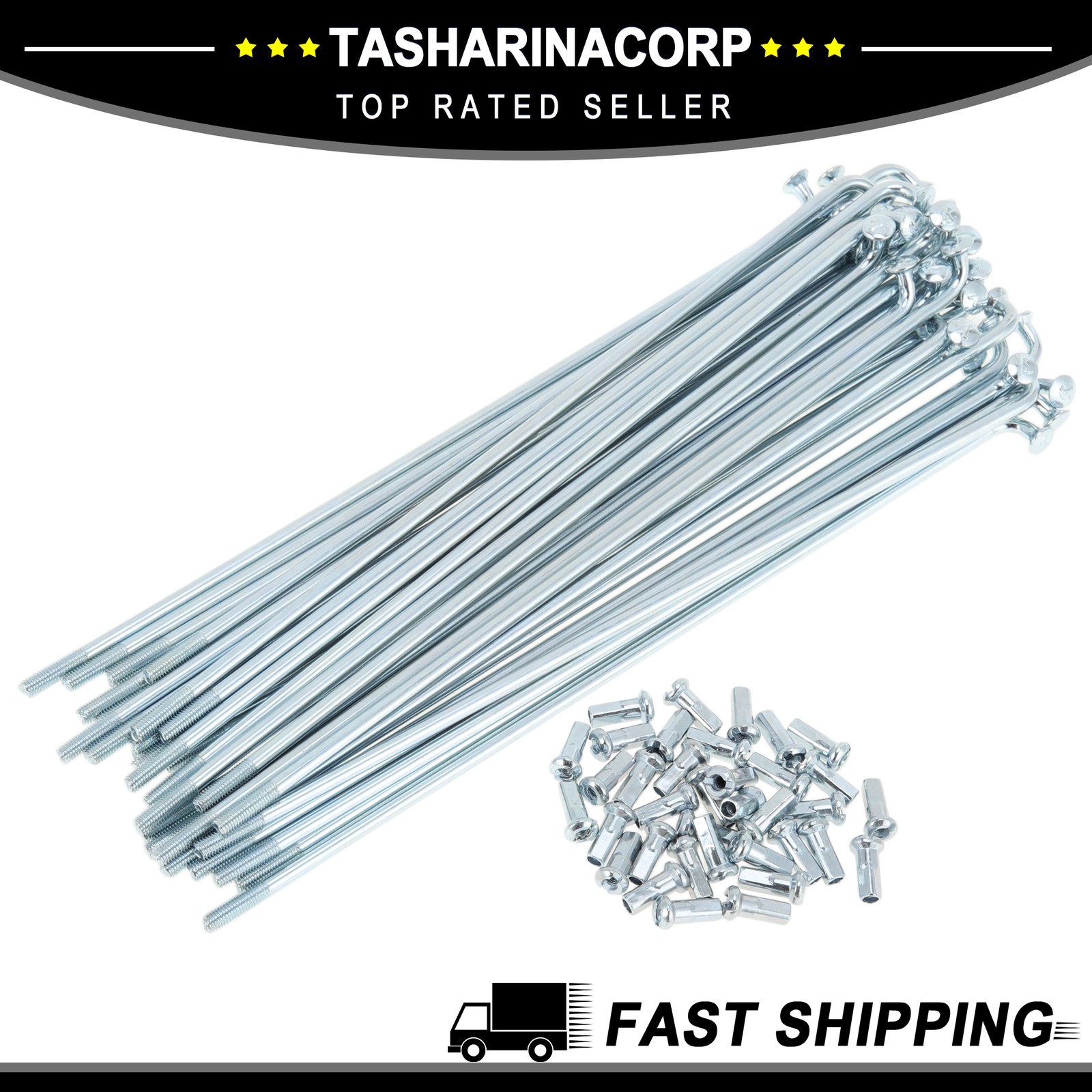1Set 12G 148mm Length Bicycle Spokes Nipple Carbon Steel Galvanized Silver Tone