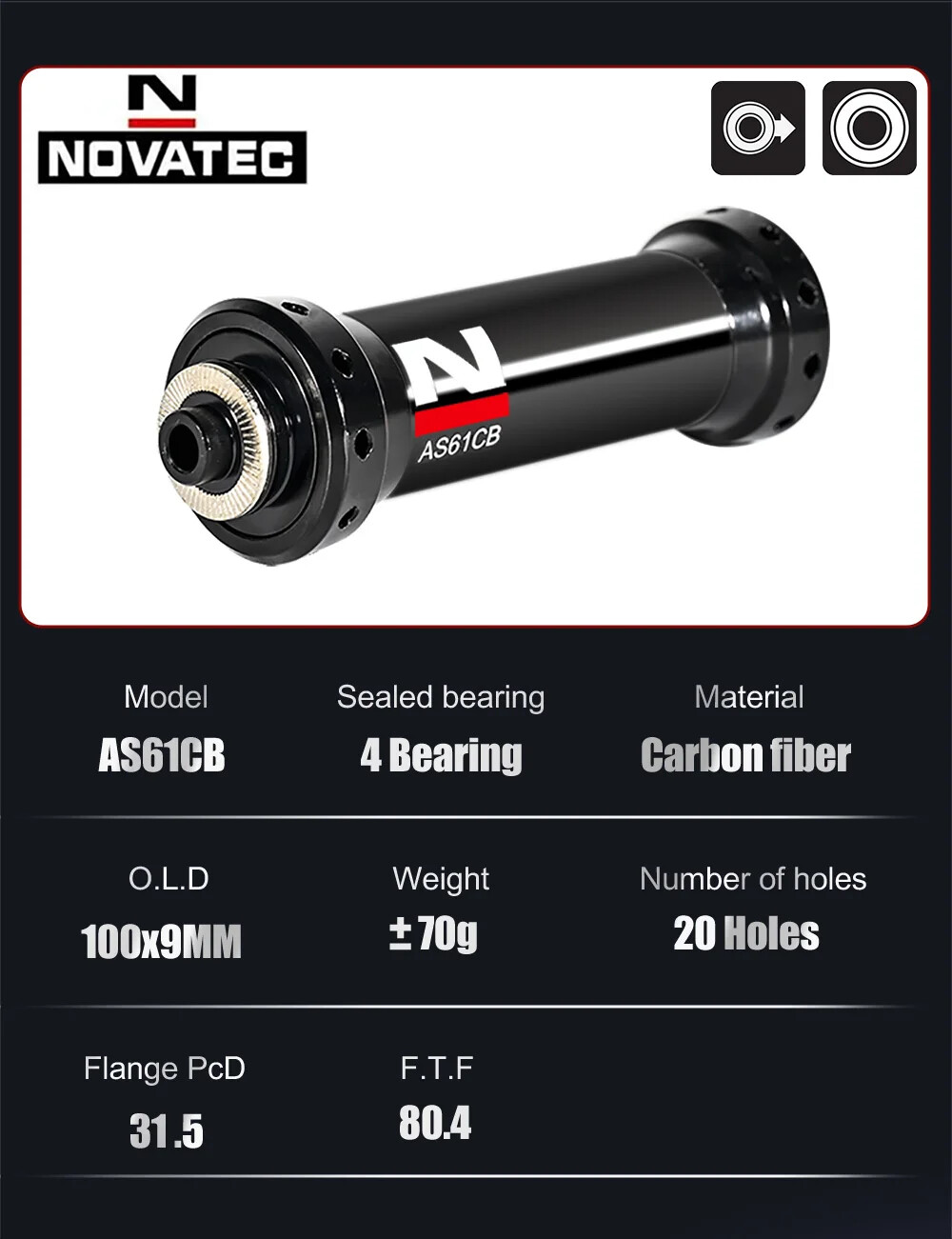Novatec Lightweight Road Bicycle Carbon Hubs Rim Brake 20/24Holes 9-11s 290g