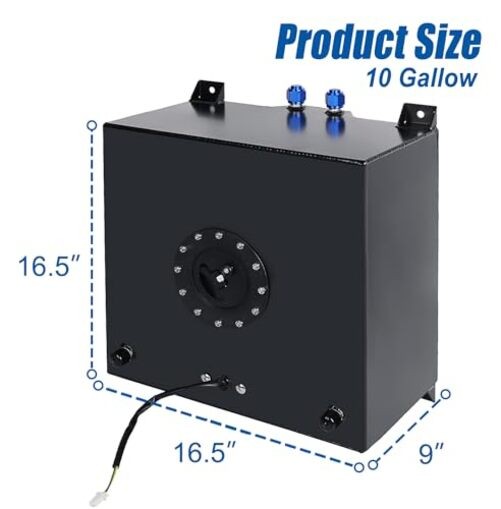 Universal 10 Gallon 40L Fuel Cell Tank with Cap and Level Sender Polished